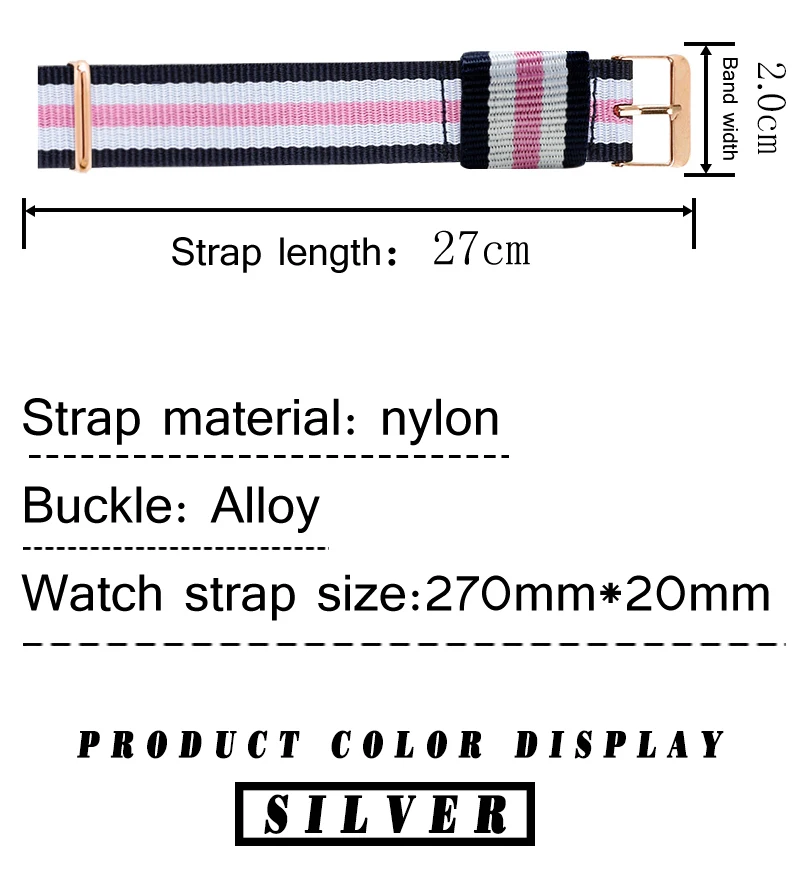 20 мм унисекс полосатый холщовый ремешок для часов модный спортивный 6 цветов простая нейлоновая Пряжка мужские женские наручные часы ремешок Ремешки для наручных часов