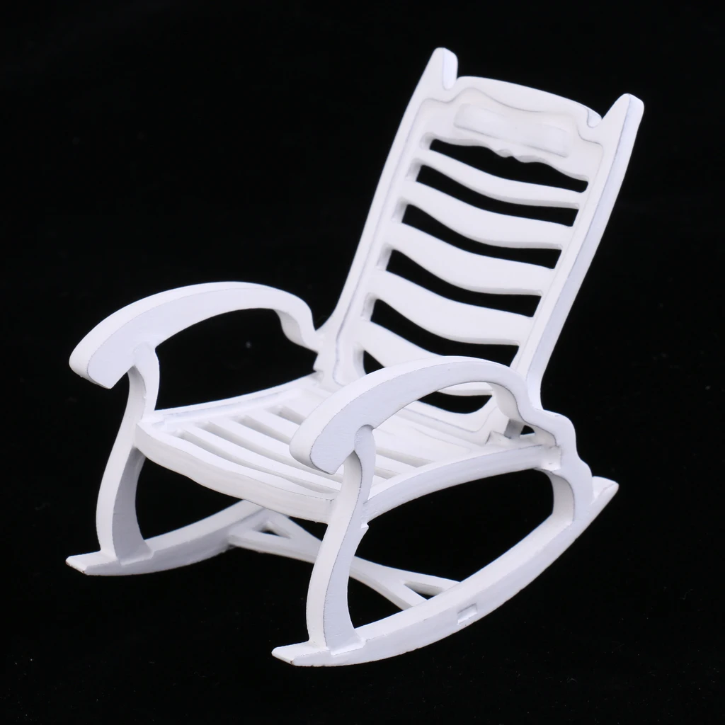 New 1/12 Dollhouse Miniature Furniture White Rocking Chair Octagonal Table Model Pretend Play Classic Toys for Kids Children