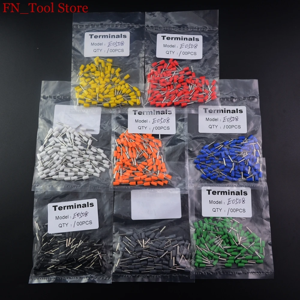 

E0508 100pcs tubes insulated terminals 0.5MM2 Cable Connector Cable Insulation crimp terminal piece connector