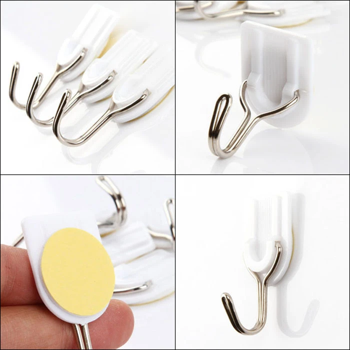 6PCS Bathroom Door Hooks Wall Hanger Hats Bag Key Adhesive Plastic Coat Hook Fj 6PCS Bathroom Door Hooks Wall Hanger Hats Bag Key Adhesive Plastic Coat Hook Fj