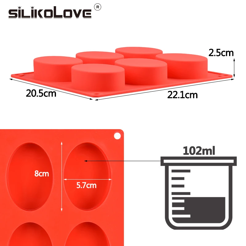 SILIKOLOVE DIY силиконовые мыло формы для мыла 3D 6 форм овальное ручной работы ремесло