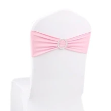 100 шт. розовая лайкра спандекс стул Обложка с пряжкой для вечерние украшение для свадебного банкета