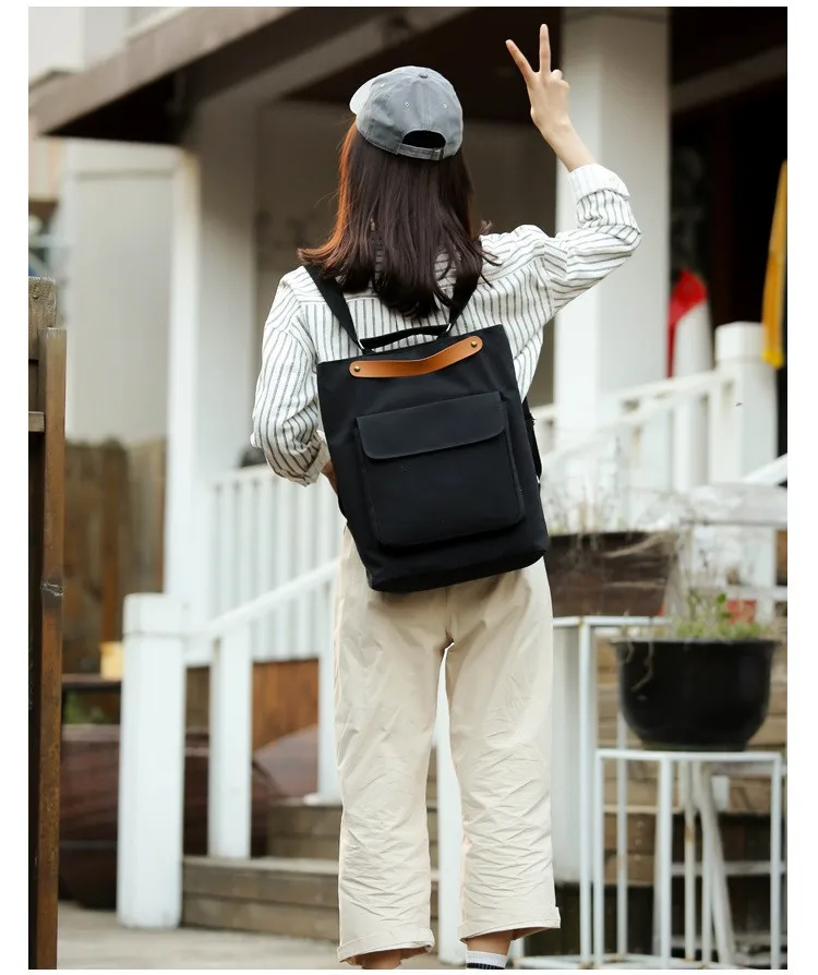 MJ Cotton Backpack Women Versatile School Bag Large Casual Travel Bag for Teenage Girls (5)