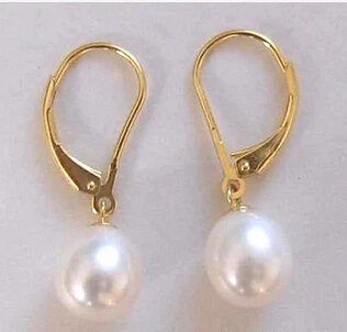 

FREE SHIPPINGReal White Pearl 18KGP Hook Earrings