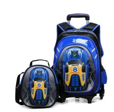 

3d School Bags On Wheels School Trolley Backpacks Wheeled Backpack Kids School Rolling Backpacks For Boy Children Travel Bags