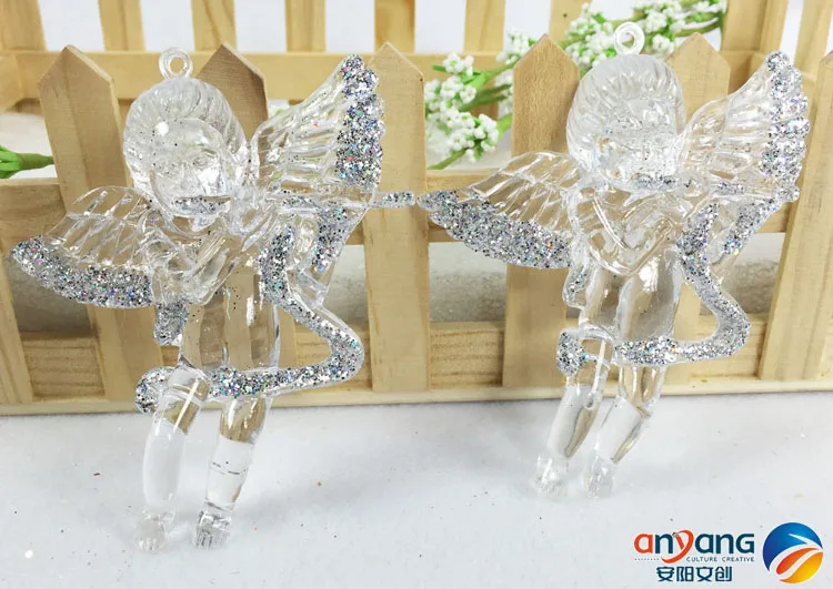 Рождественские украшения Свадебный макет замороженный эффект 8 см акриловый Серебряный эффект ангел 2