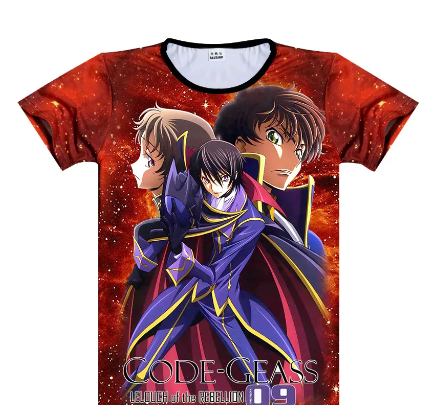 Футболка с японским аниме принтом код Гиасс Lelouch of the Rebellion модная повседневная