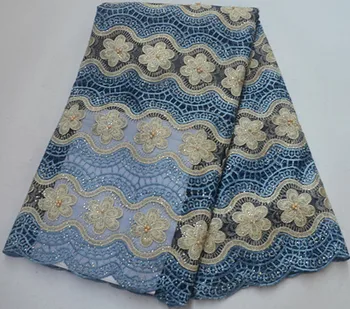 

Popular blue african cord lace fabric with stone african fabric latest african laces 2019 nigerian lace fabrics for dress PS-Q28