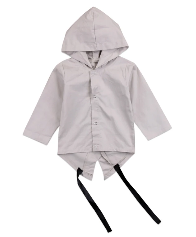 US STOCK Baby infant Boys Coats letter print Hooded Jacket Spring Autumn Outfits Clothes Long Sleeve button belt Hooded Coat - Цвет: Хаки
