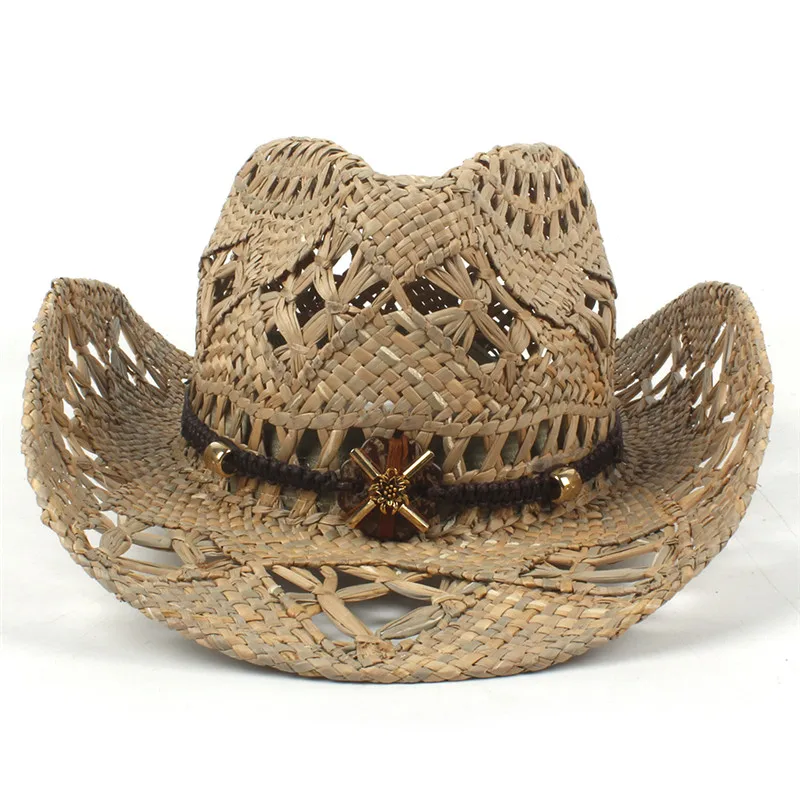 Womem для мужчин соломенная Защита от Солнца шляпа для лета ручной работы спасатель ковбой Hombre сомбреро шапки дропшиппинг - Цвет: C7-Natural Straw