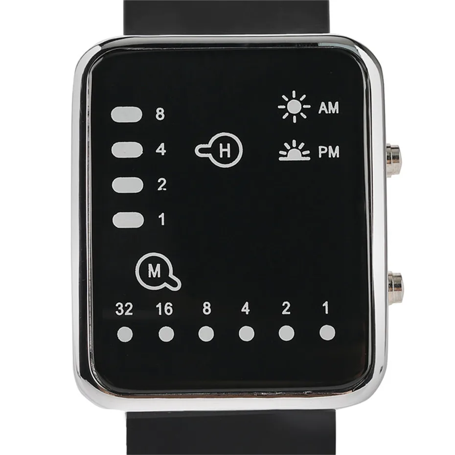 Creative Black Stylish Cool Casual Ourdoor Sport Analog Quartz WristWatch Rubber Band Strap New Arrival Men Blue LED Round Dial (17)