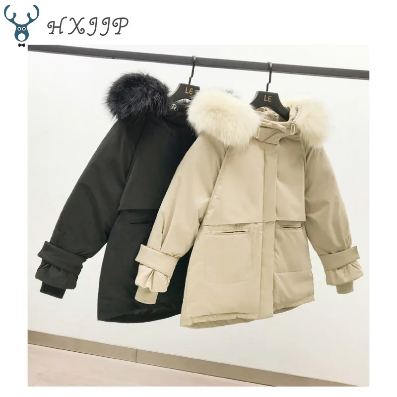 

HXJJP Winter Jacket Women 2019 Winter Female Parkas Mujer Coat Women Fake Fur Collar Warm Woman Parka Outerwear Down Jacket Coat