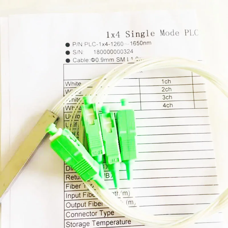 10 шт. 1x4 волоконный оптический plc-разветвитель с SC/APC зеленый разъем G657A1 0,9 мм