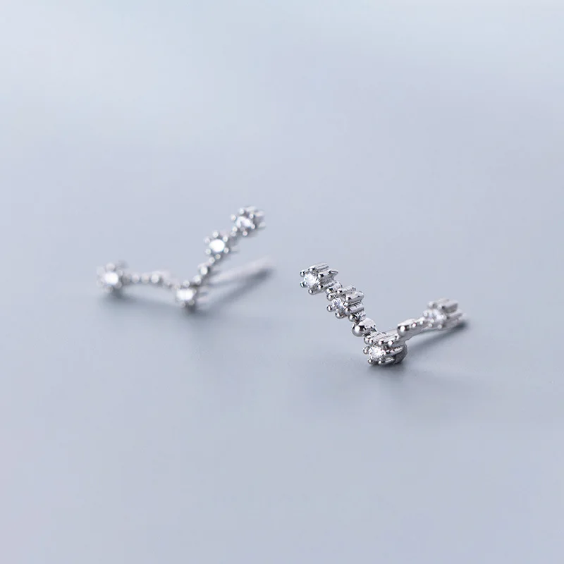 WTLTC 925 Sterling Sliver Constellations Stud Earrings Star Cluster Ear Climber Earrings Astrology CZ Ear Jackets Earrings Gifts - Окраска металла: I