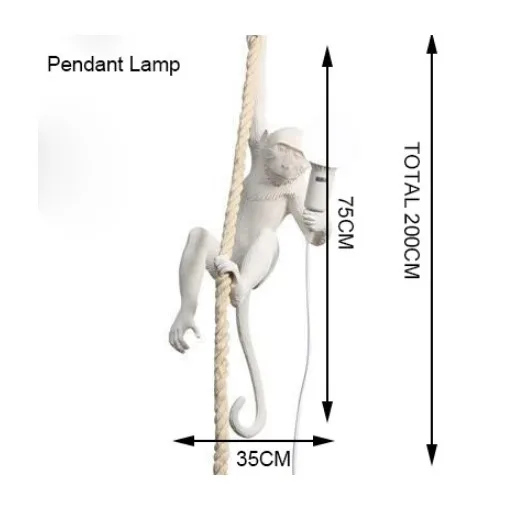 Лофт промышленный Декор Moneky лампа для гостиной, спальни, кухни, веревка, подвесной светильник, светильники из смолы, животный дизайн, лампа для мыши - Цвет корпуса: Прозрачный
