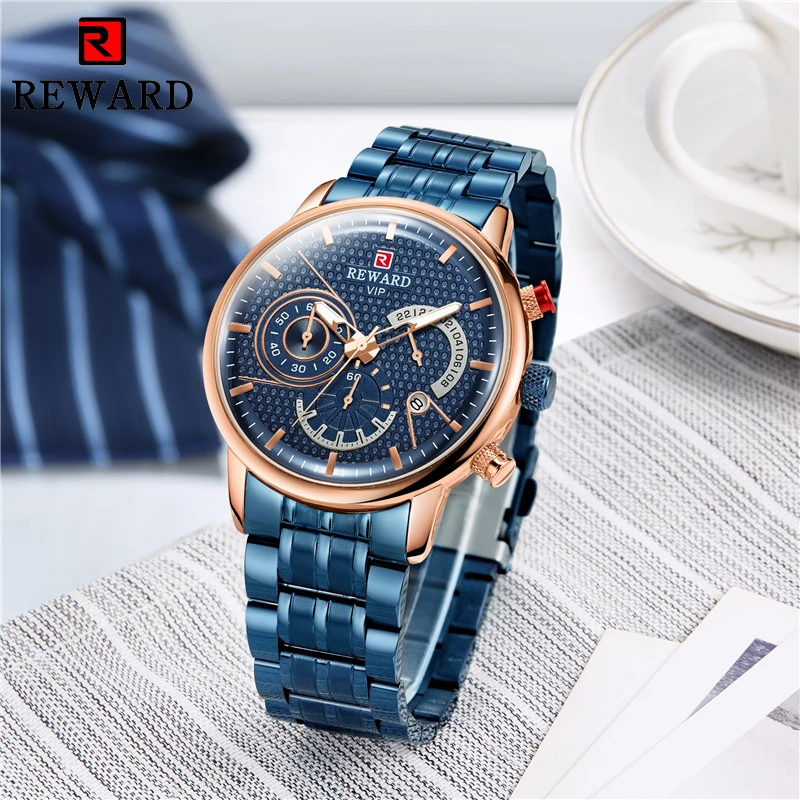 

REWARD Mens Watches Top Brand Luxury Waterproof Sport Watch Men Watches Stainless Steel inox Relogio Masculino hodinky ceasuri