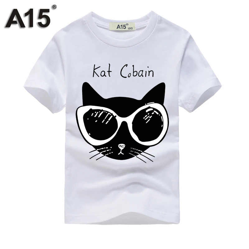 A15 футболка 3D принт Большие футболки для девочек для Для детей футболка Летняя одежда для маленьких девочек Размеры на возраст 6, 8, 10, 12 лет 14 лет - Цвет: T0135White