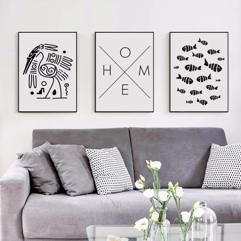 Love-Home-English-Phrase-Proverbs-Life-Inspirational-Poster-Black-and-White-Art-Canvas-Painting-Home-Living (2)