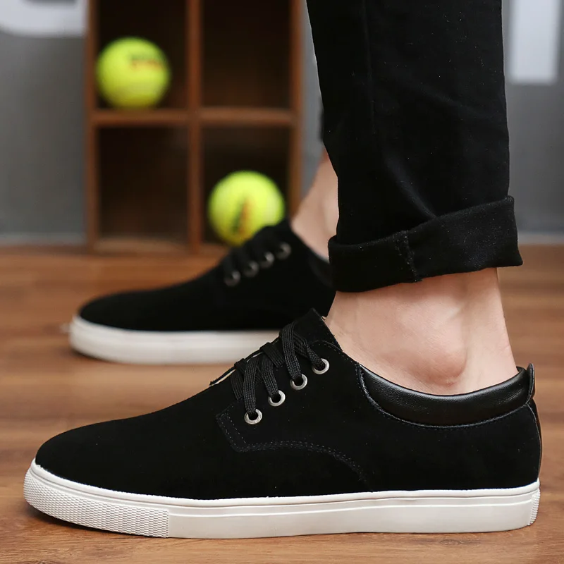 JUQI Cow Suede Leather Men Casual Shoes Soft Rubber Sole Male Sneakers ...