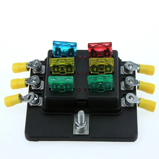6 Way Blade Fuse Block LED Indicator Fuse Block For Automotive With