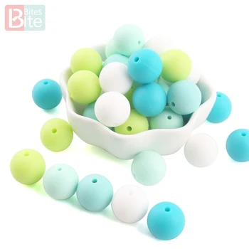 

Bite Bites 10pcs 15mm Round Silicone Beads Baby Teething Bracelet Making Children's Goods Perle Silicone Food Grade Baby Teether