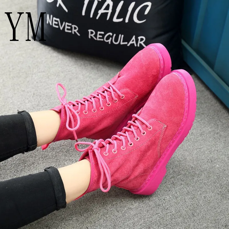 De Más Otoño Botas Femenino Mujeres Negro Nubuck Oncise Rosa Casual Corto Size40 Calzado Red Zapatos Lace Rojo Bajo 018 Botines rose Tacón up Martin PIC8wqWPd