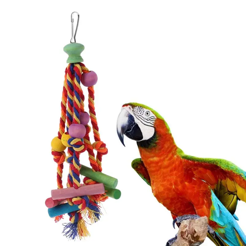 Забавные игрушки для птиц, красочные хлопковые веревки, жевательные игрушки для попугая, высокое качество, аксессуары для домашних животных