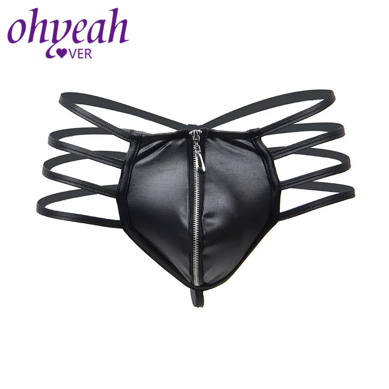 Ohyeahlover Мужское нижнее белье с кожаным бантиком открытым задником g стринги для