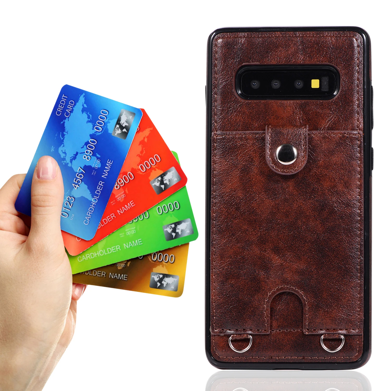 

For Samsung galaxy S8 S9 S10 Plus Lite Note 8 9 Luxury Wallet Leather Case Card Holder Cover With lanyard Protection Phone Bag