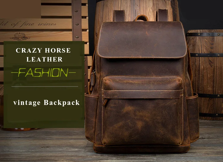 Кожаный рюкзак Crazy Horse для мужчин, винтажный женский рюкзак для ноутбука, рюкзаки из натуральной кожи, Школьный Рюкзак Для mochila hombre feminina