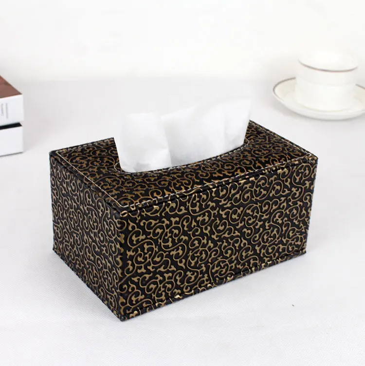 wooden struction leather higher rectangle tissue box napkin toilet
