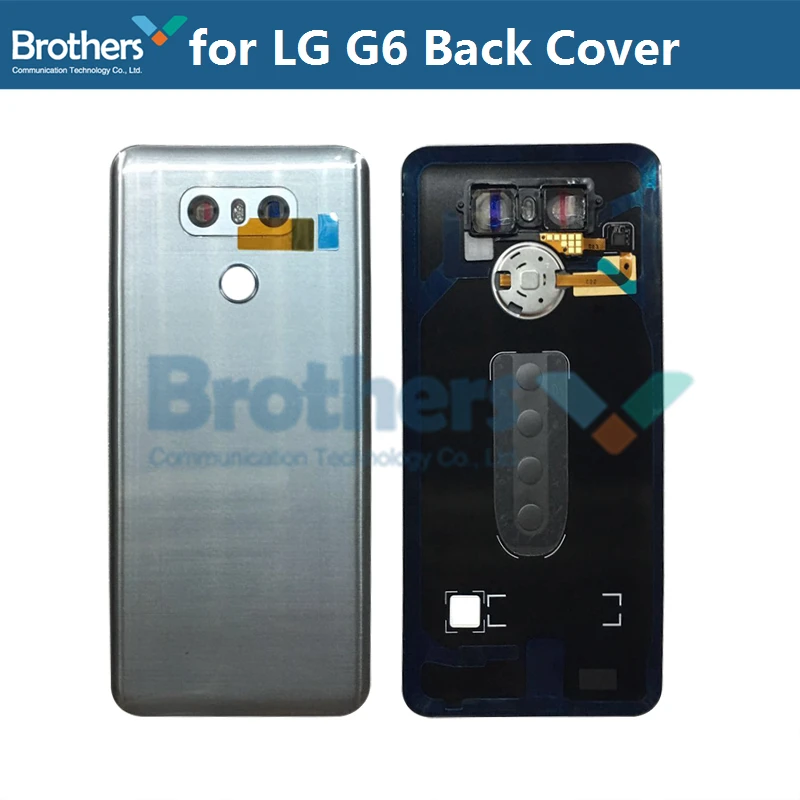 Back Cover for LG G6 Battery Housing with Fingerprint Flex Cable + Camera Lens Circle for LG G6 H870 Battery Door Replacement  (13)
