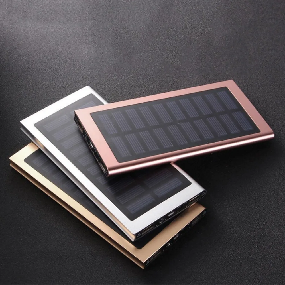 Universal Ultra Thin Solar Panel 20000mAh Capacity Power Bank Polymer Battery Dual USB Charger Power Supply