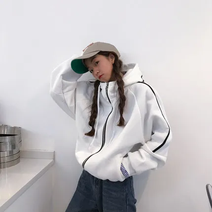 Женская толстовка на молнии Свободная Повседневная теплая кофта 2018|women sweatshirt|zipper