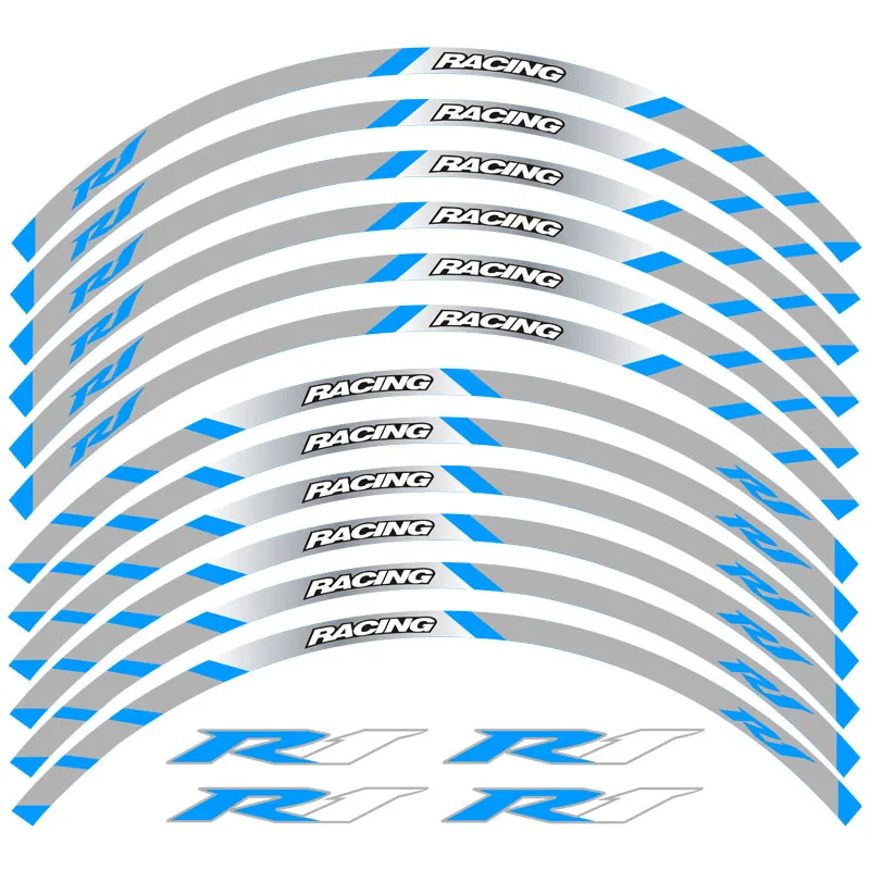 Новинка, высокое качество, 12 шт., подходят для колес мотоцикла, стикер, полоса, отражающая оправа для Yamaha YZFR1 YZF R1 - Цвет: 6