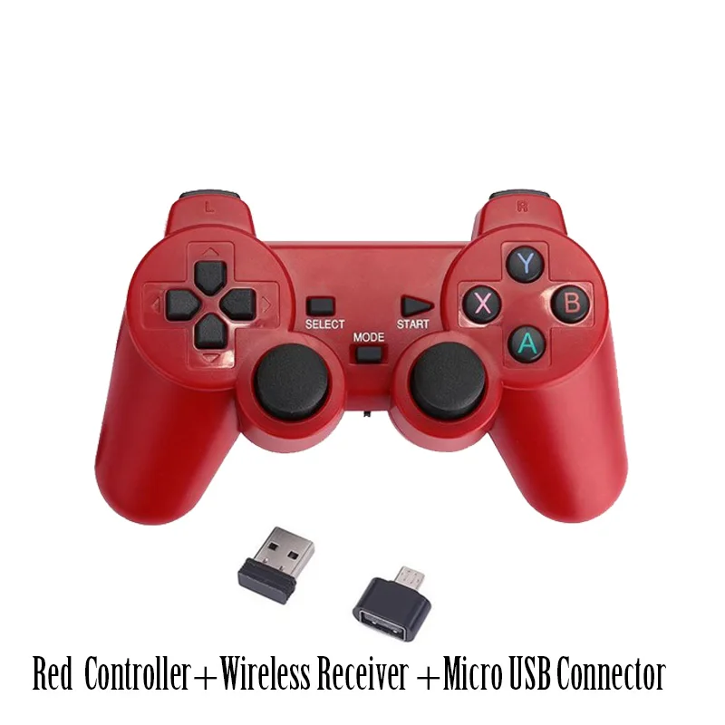 Беспроводные Игровые приставки для Android смартфона/планшета/ПК/PS3/tv Box игровой контроллер для Smart tv set top box - Цвет: Red Micro USB