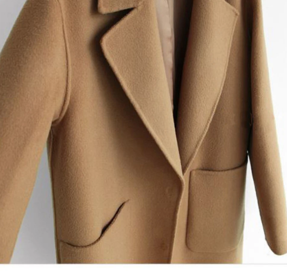 Xnxee Дизайнерское черное пальто из верблюжьей шерсти, женское плотное теплое винтажное пальто с отложным воротником, пальто с длинным рукавом и лацканами на пуговицах