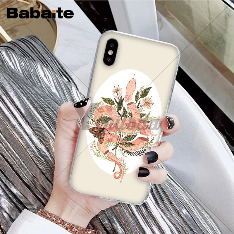 Babaite животных змеи и папоротник пользовательские фото мягкий чехол для телефона