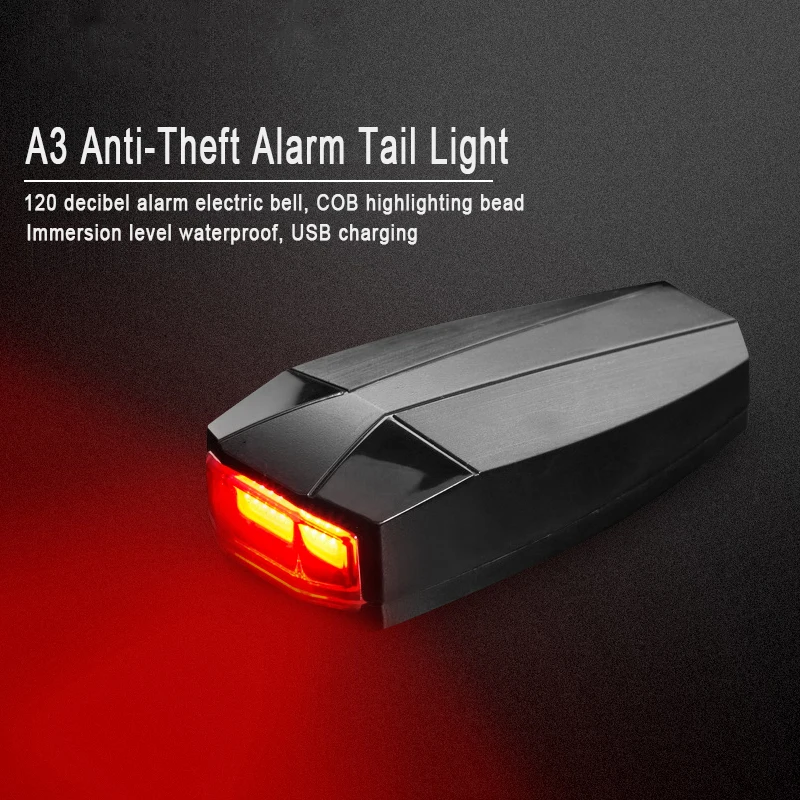 Cheap A3/A6 Bike Wireless Remote Control Burglar Alarm Tail Light USB Rechargeable LED Bicycle Taillights Cycling Safey Warn Rear Lamp 6