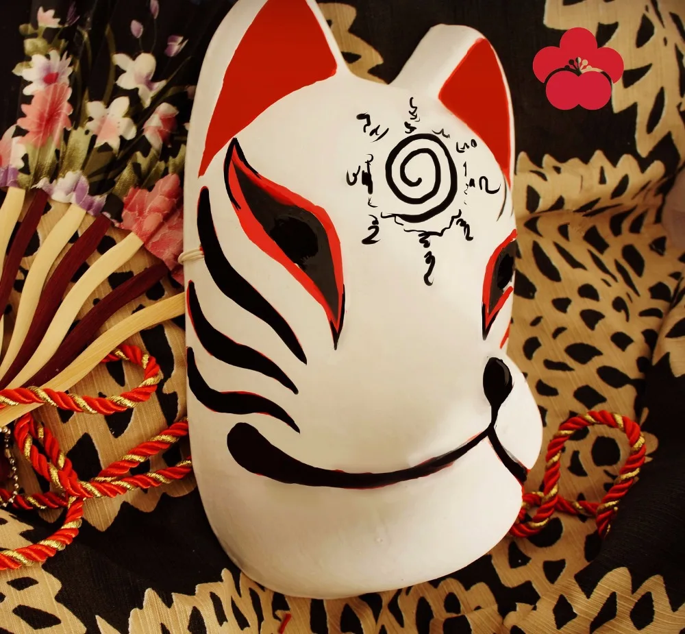 

Hand-Painted Full Face Japanese Fox Mask Demon Kitsune Cosplay Masquerade Collection Japanese Noh Party Carnival C2