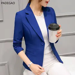 Padegao женский, черный Slim Fit Blazer Куртки зубчатый офиса синий Блейзер наряды Повседневное Топы корректирующие верхняя одежда с длинными