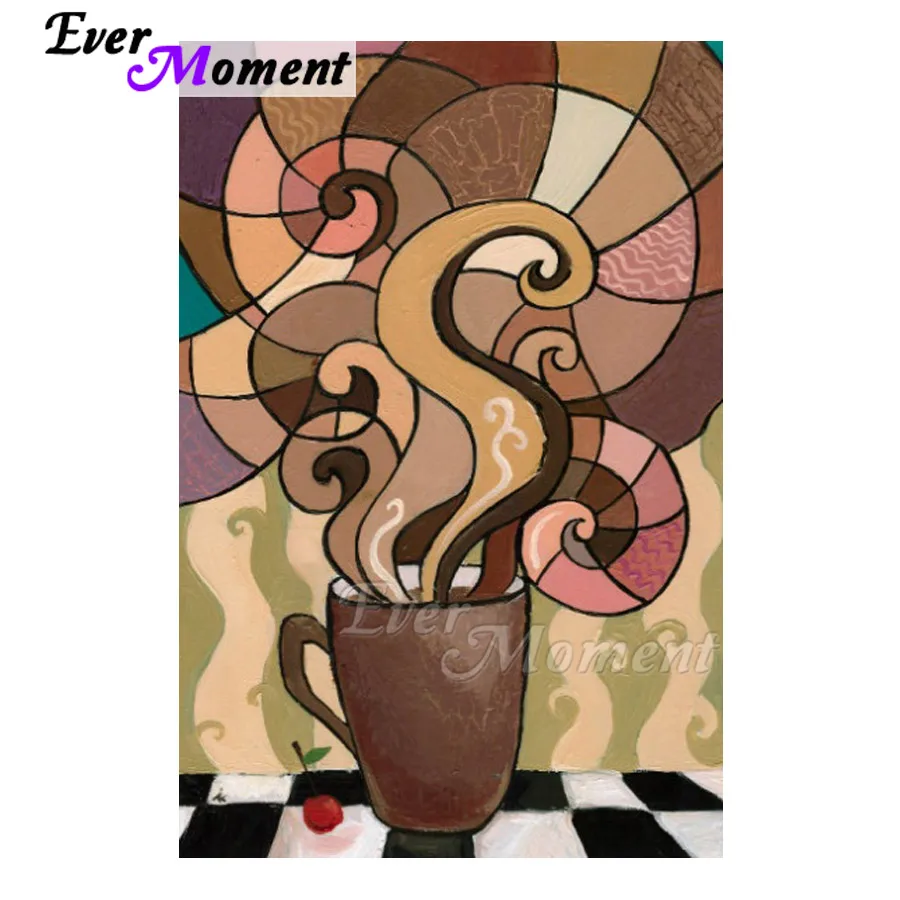

Ever Moment Diamond Painting Full Square Drill Mosaic Cross Stitch Abstract Coffee Resin Rhinestone Diamond Embroidery 3F1743