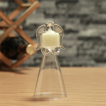 

Merry Christmas Blessing Angel Candle Holder Candle Transparent Votive Glass Candlestick Romantic Wedding Decoration Gift