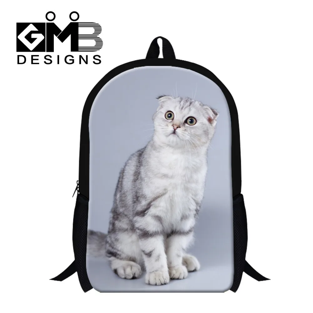 Cute White Cat 3D school bookbags for girls Womens day packs children s stylish font b