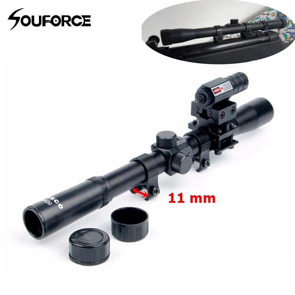 4x20 Optics Scope Crossbow Riflescope with Red Dot Laser Sight 11mm