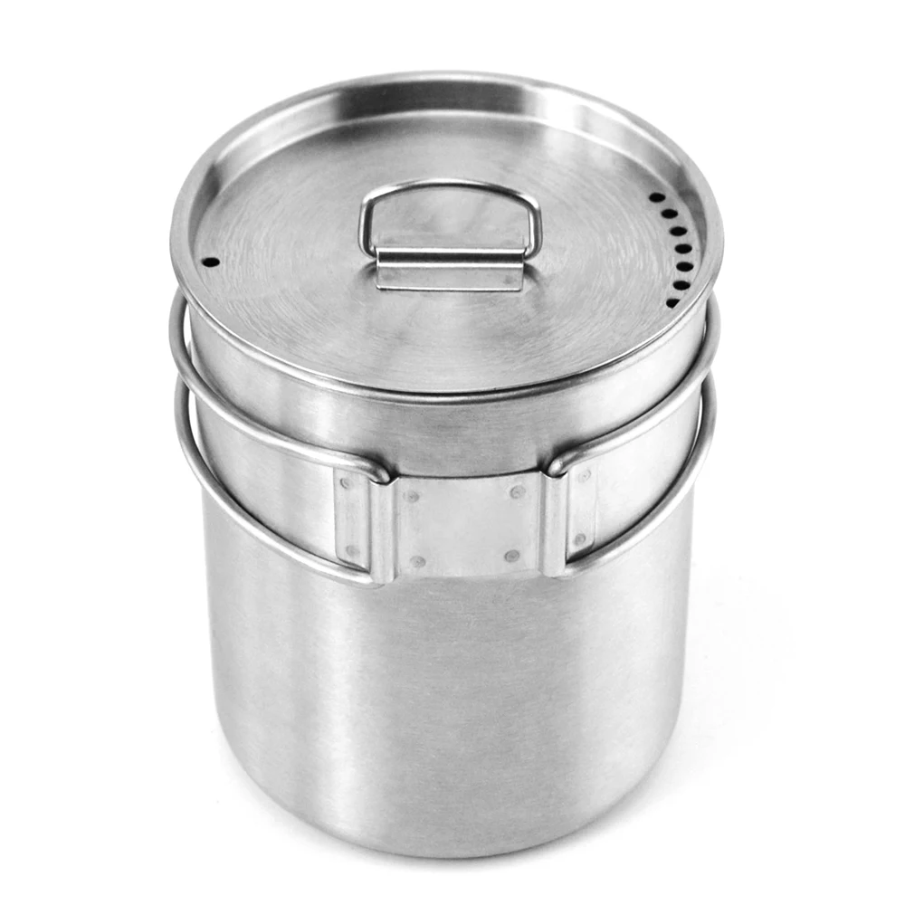 Portable Outdoor Stainless Steel Camping Mug Water Cup with Foldable Handle Outdoor Tableware Camping Hiking