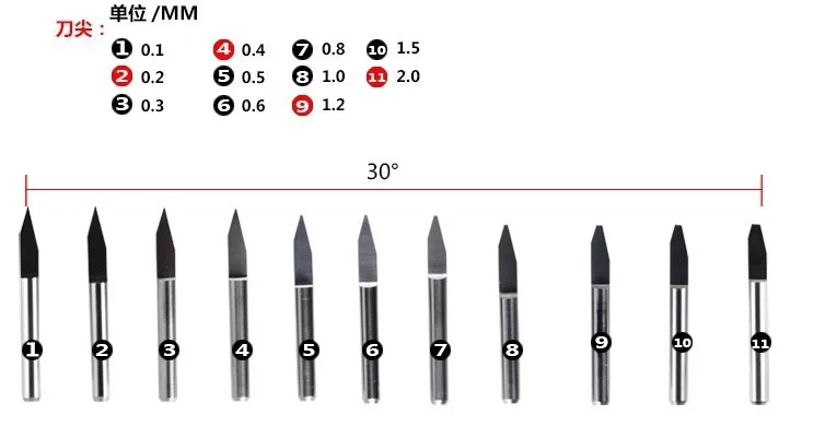 11 шт./лот мм 3,175 мм 33 ЧПУ сверла резак Graver вырезка ножи для ПВХ, дерево, акрил, МДФ, ABS Материал резка