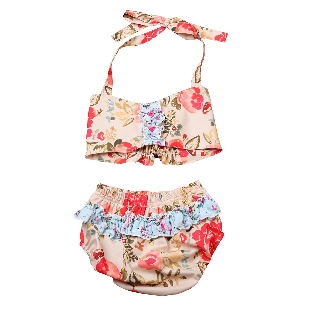 Little Girls Two piece Floral Halter Swimsuits Toddler Baby Girls