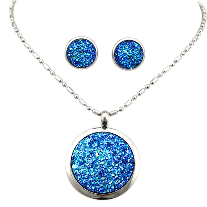 

GOKADIMA Gold Color Stainless Steel Necklace Set Pendant Earrings Women Jewelry Set 2018 Party Gift Big Stone Jewellery WTS206