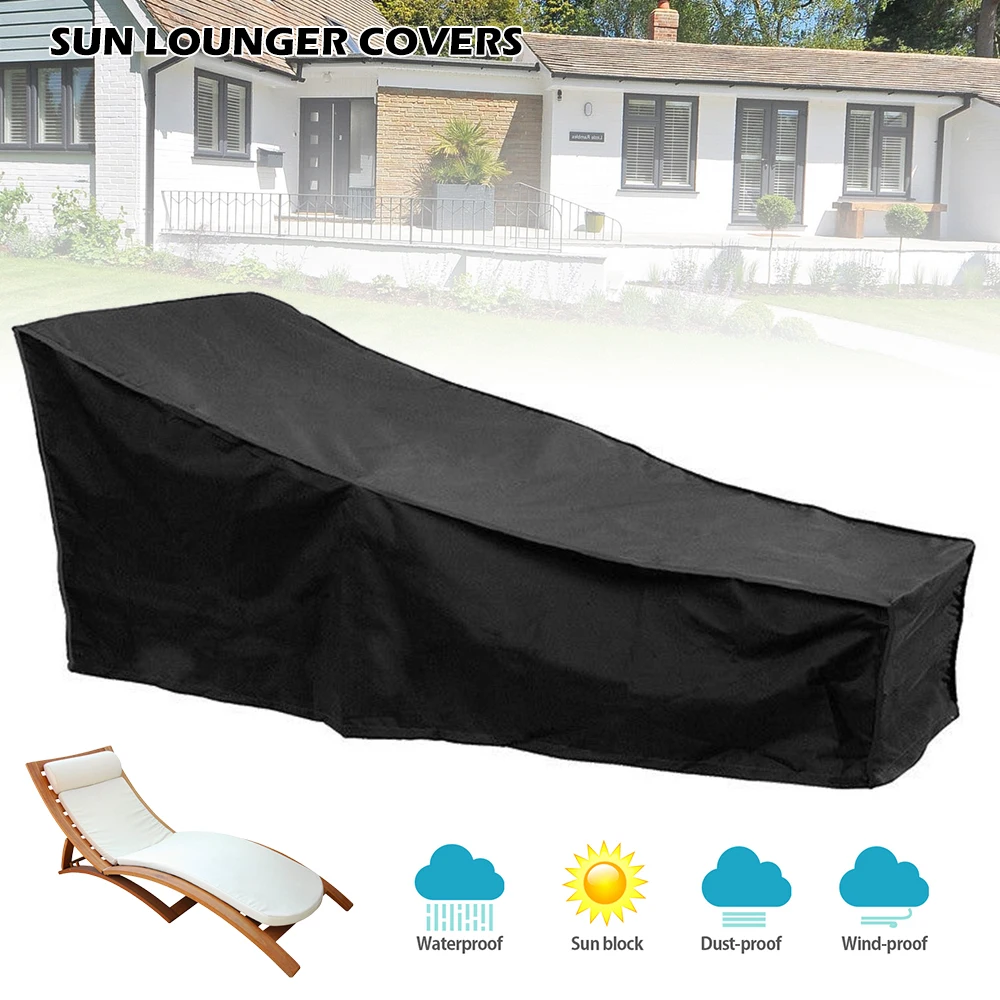 

Sun Lounger Covers Waterproof Dustproof Oxford Fabric Sunbed Chair Cover Outdoor Garden Patio Furniture with Drawstring 200x68cm